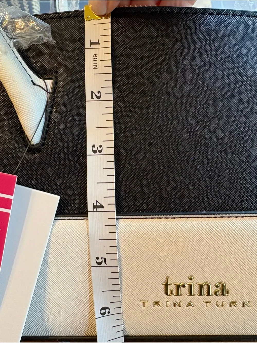 Trina Turk Black and Cream Two-Tone Satchel